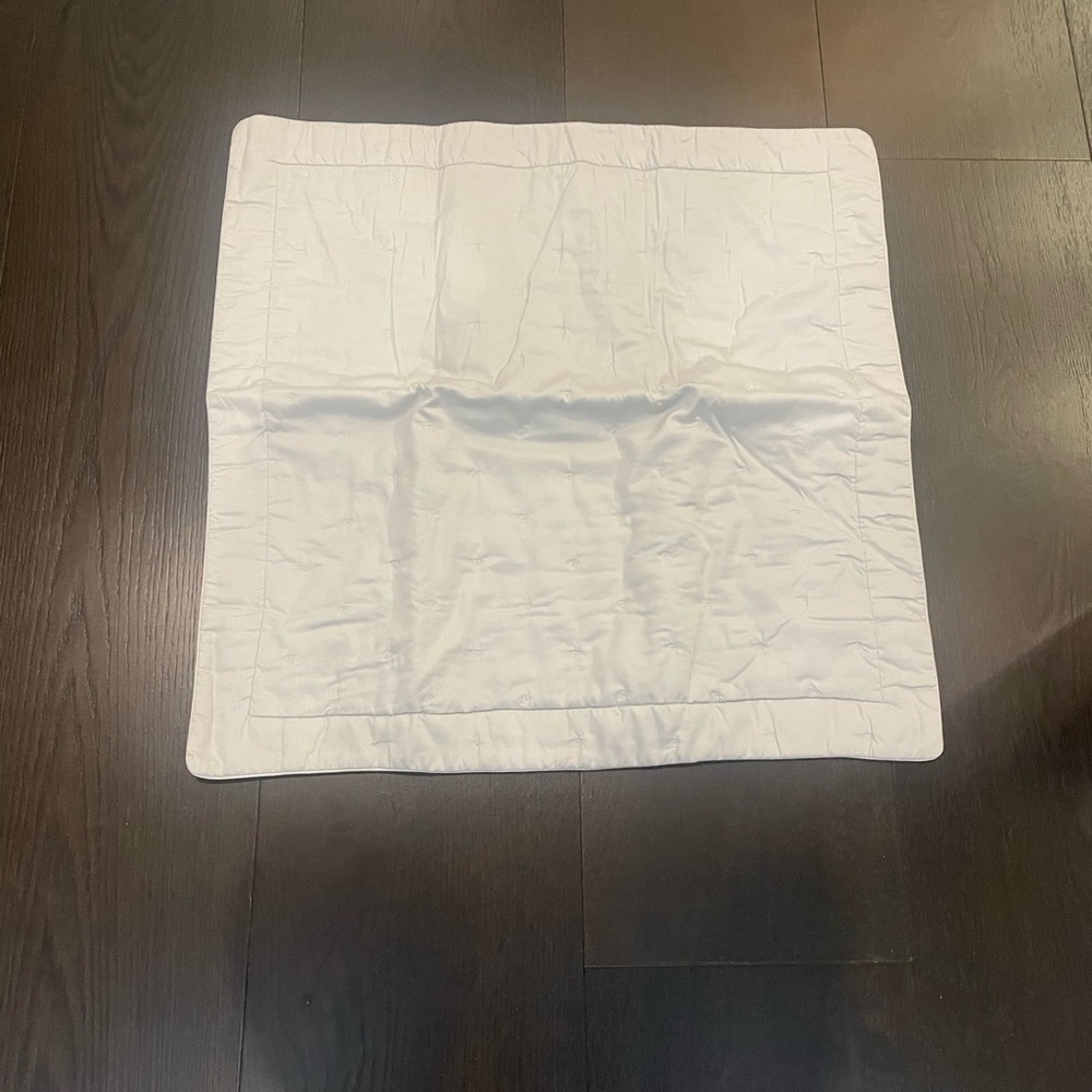 Grey euro shams and queen coverlet